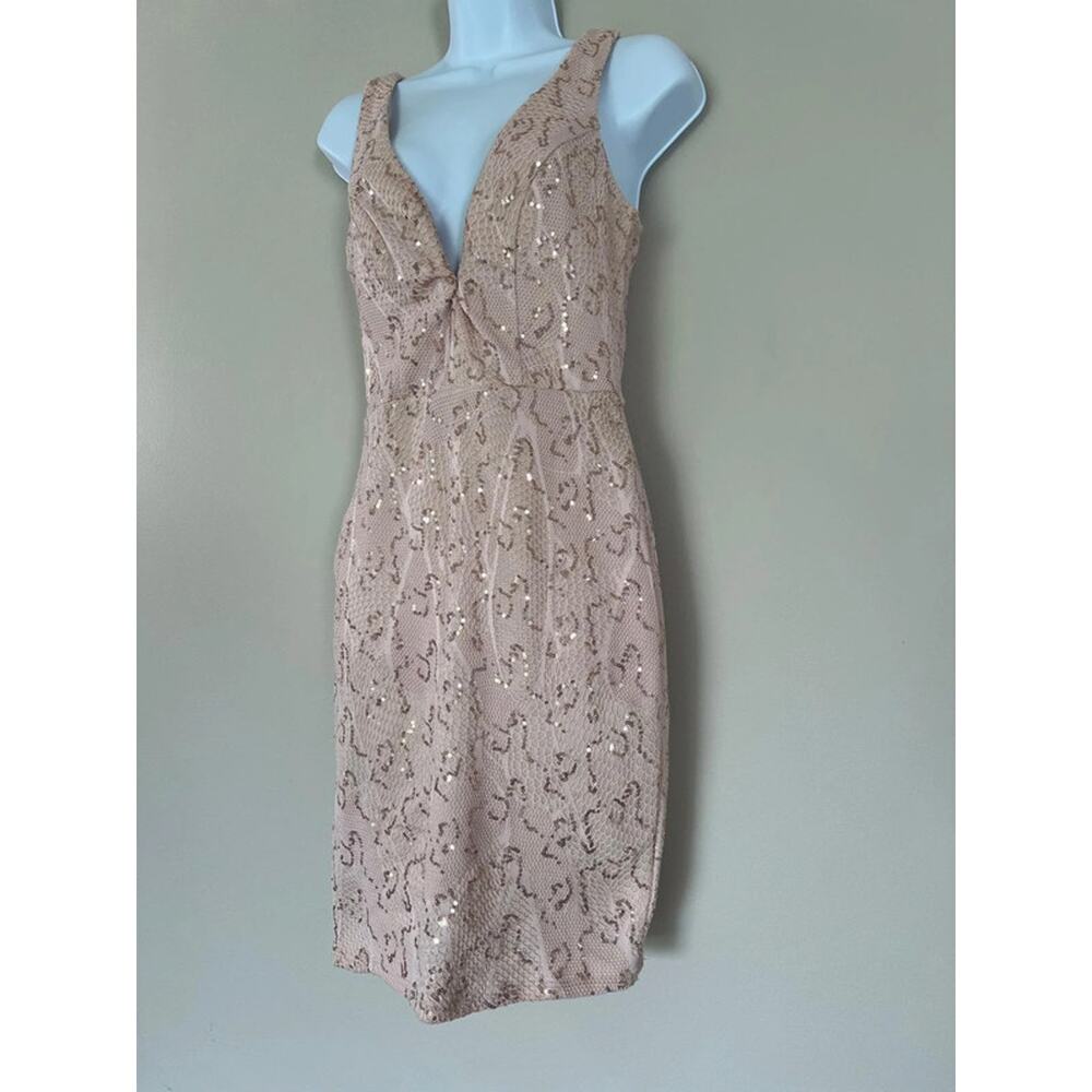 Charlotte Russe Rose Gold Sequin Lace Mini Dress Size Small‎